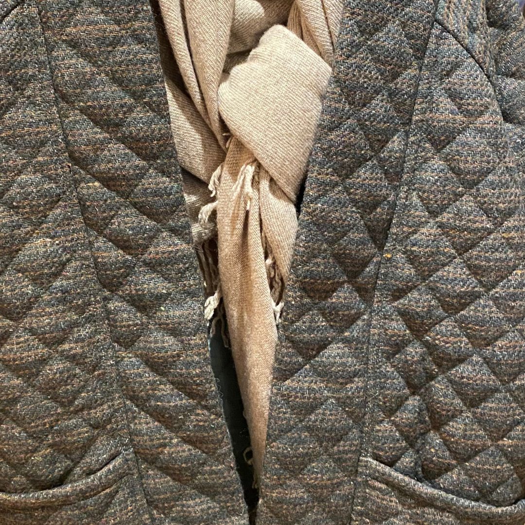 VESTE VERONIQUE MATELASSE KAKI RAYEE MARRON CHOCOLAT