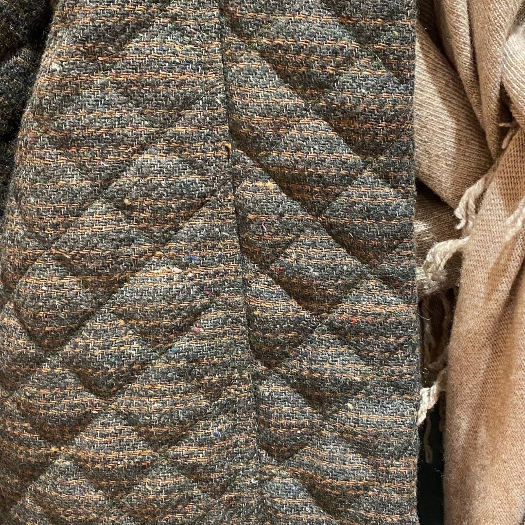 VESTE VERONIQUE MATELASSE KAKI RAYEE MARRON CHOCOLAT