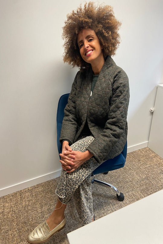 VESTE VERONIQUE MATELASSE KAKI RAYEE MARRON CHOCOLAT