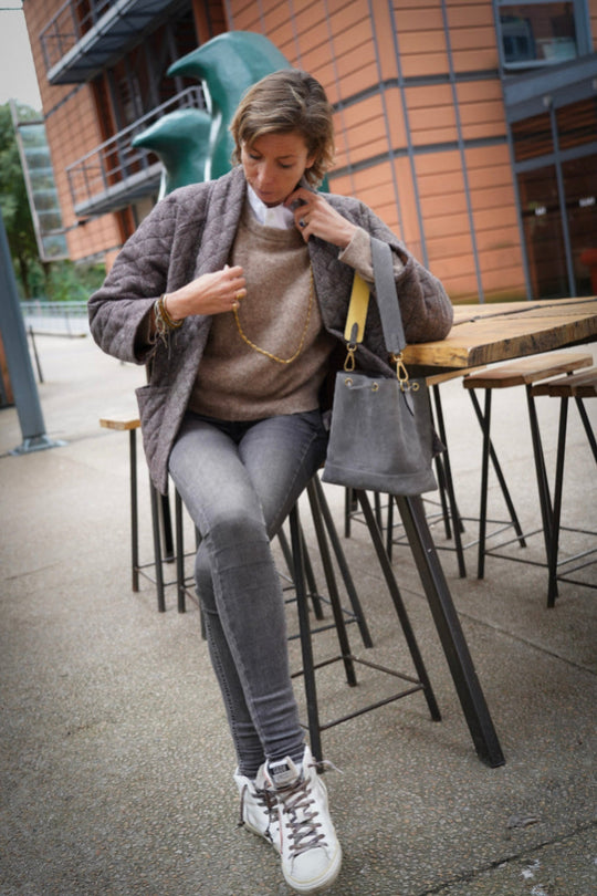 VESTE VERONIQUE MATELASSE MARRON CHEVRON