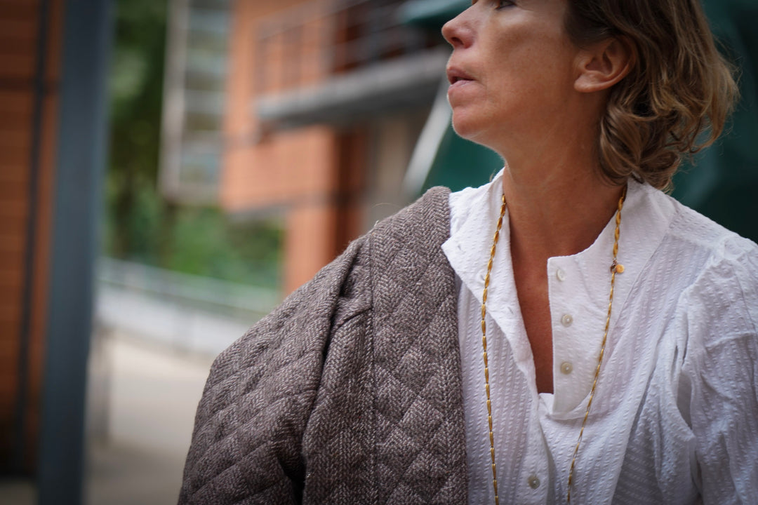 VESTE VERONIQUE MATELASSE MARRON CHEVRON